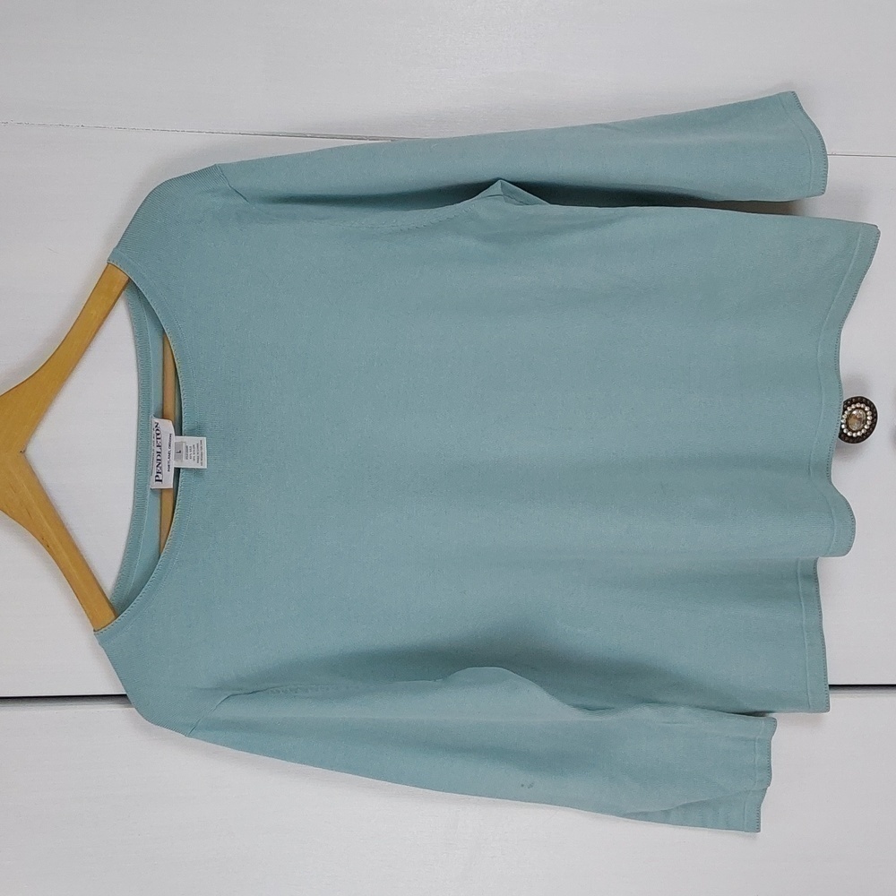 Pendleton- Womens Light Green Silk Sweater Top Minimalist Neutral Sz.Large